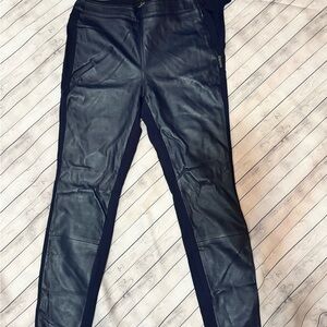 Blue Faux Leather Pants